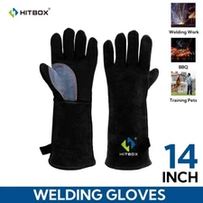 Kitchen Welding Barbecue Fire Gloves HITBOX 14 in Leather Heat Resistance Gloves