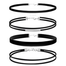 Palotay 4Pcs Black Velvet Lace Choker Set 0.39 inches to 0.78 inches, 4PCS A