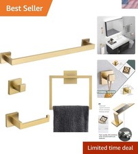 Luxury Bathroom Towel Bar Set - 4-Piece Stainless Steel with Brushed Gold Finish
