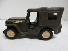 Tonka US Army Jeep w/ Hard Top Pressed Steel Green,6 " Long, ca 1960s