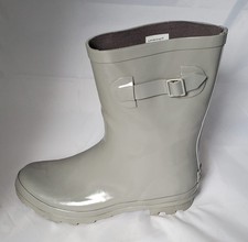 Waterproof Landchief Women’s Rain boots Wide shaft mid calf heel sz 10 grey