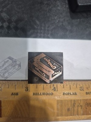 Vintage Letterpress Printing Block Campfire Marshmallows Food Advertising
