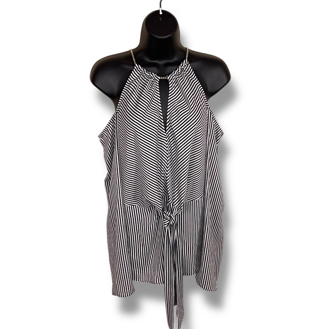 Medium Bold Elements Black White Striped Blouse C… - image 1