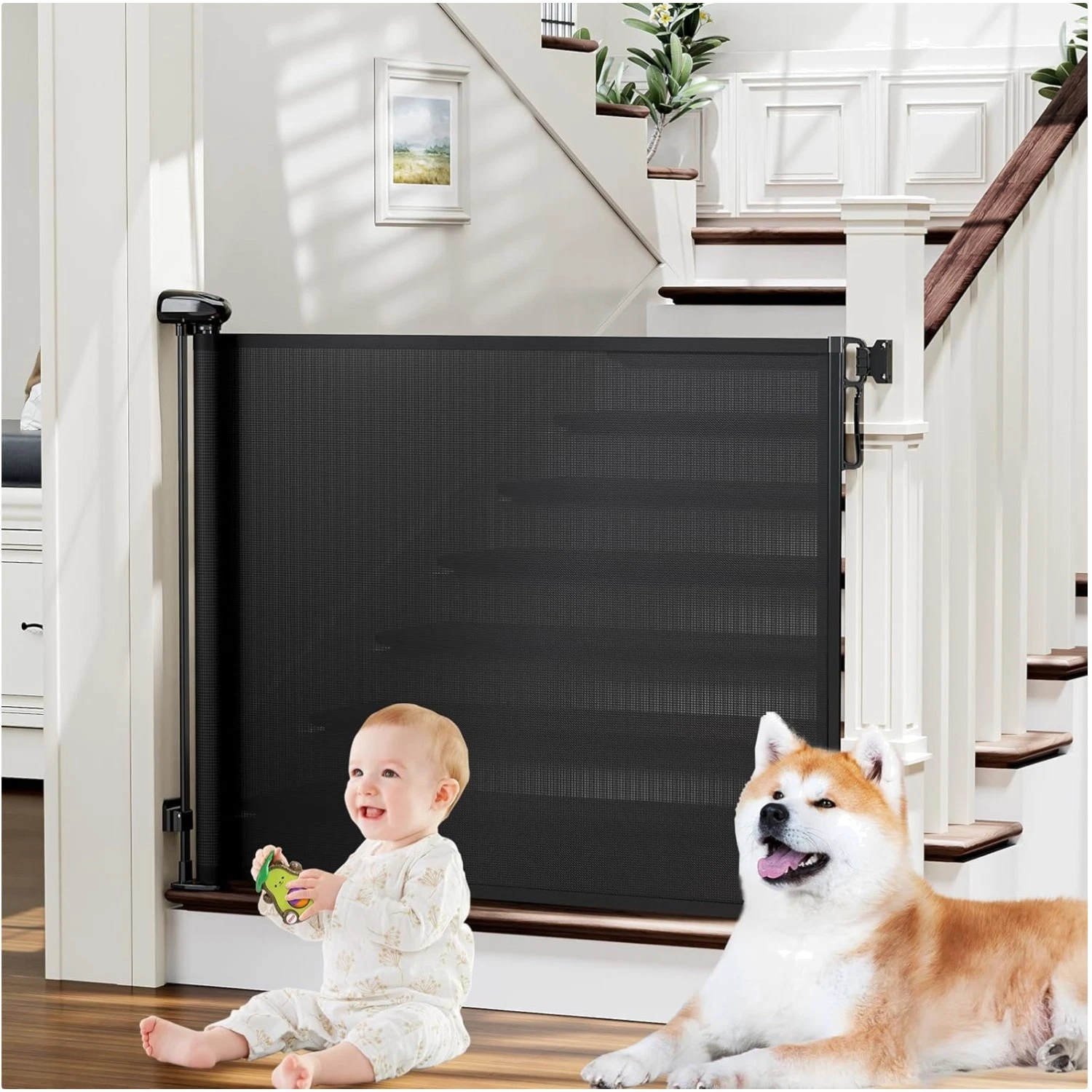 Retractable Baby & Pet Gate 54" Wide, 34" Tall - Safety Solution for Home