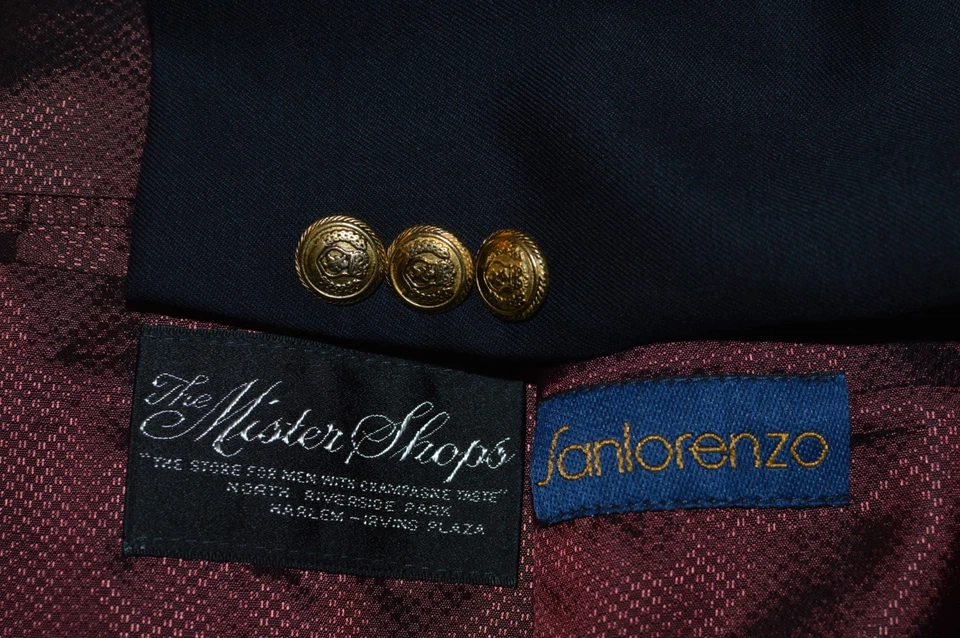 NUEVO 46L SANLORENZO Para hombres Lana Dorado Botón Pico Solapa Doble Pecho Blazer Chaqueta Foto 2 de 4