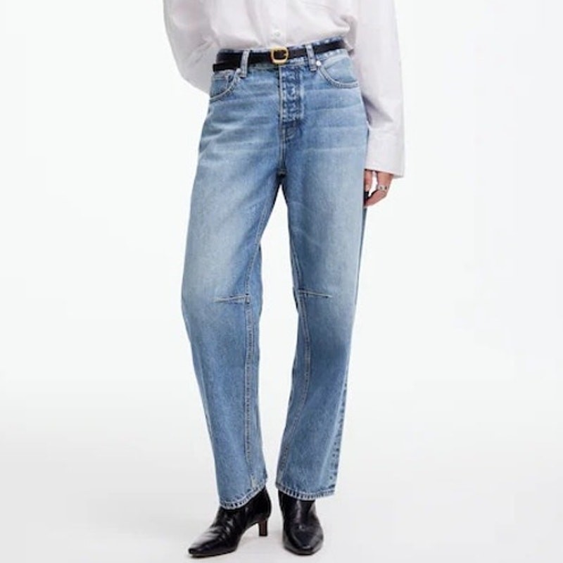 Madewell Womens 26 Jean Darted Barrel Leg Cotton Denim Curved Ankle