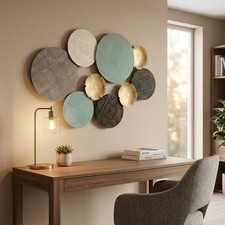 Metal Wall Decor Circles Textured Wall Plaque Handmade