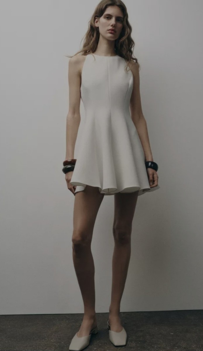 zara halter godet dress Zara Halter Godet Dress, Ecru Size L