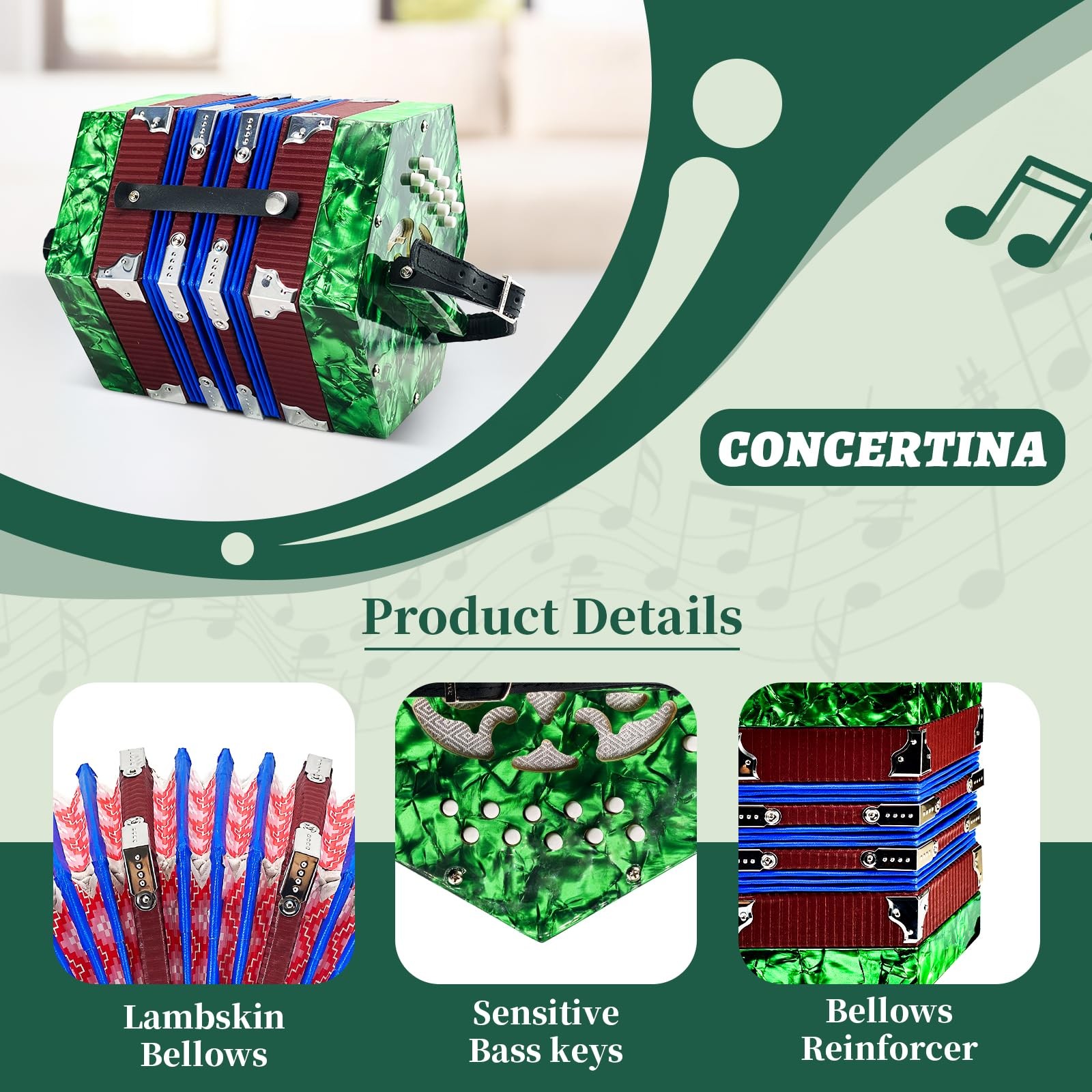 Concertinas,20-key accordion for adults, professional accordion for beginners...