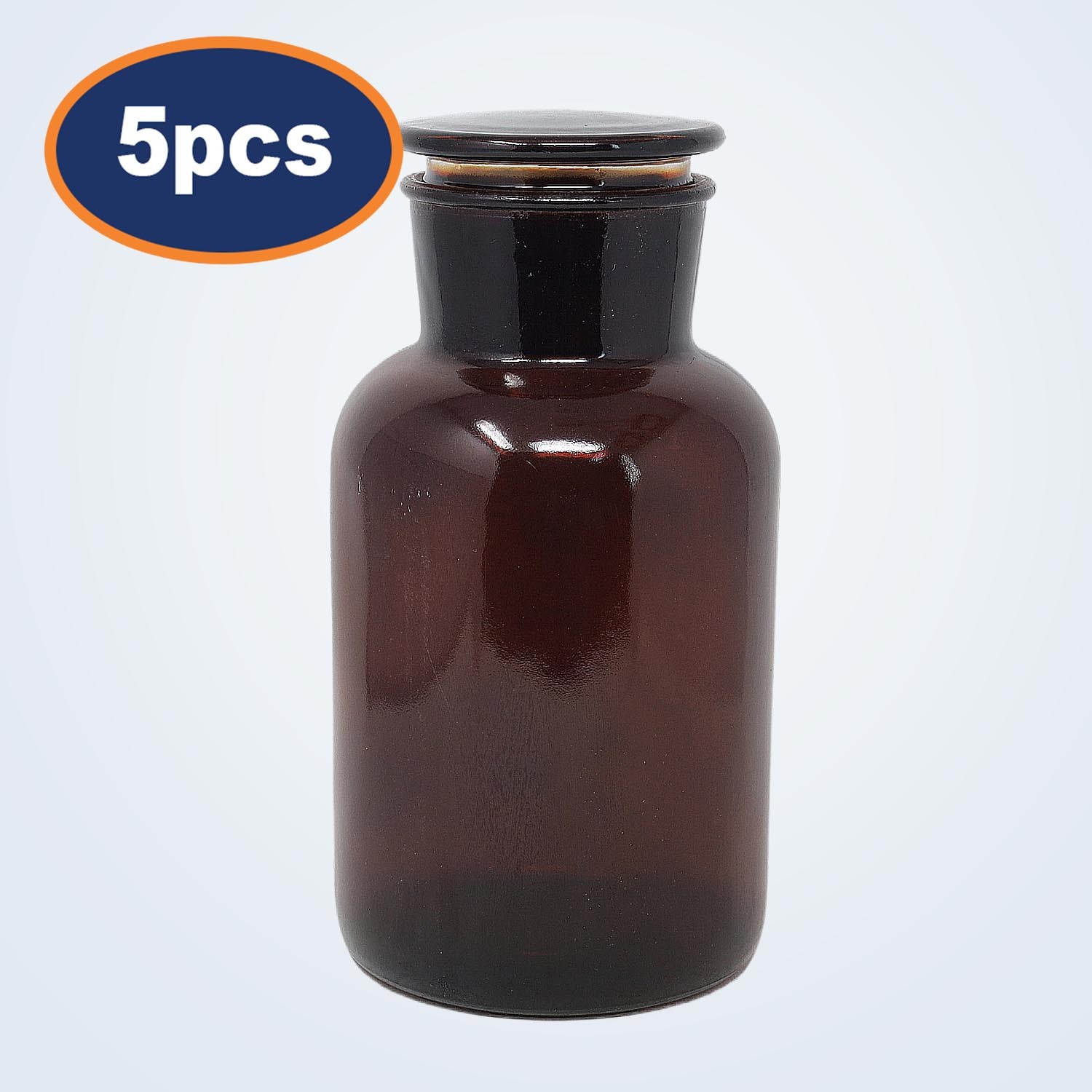 Apothecary Bottles 2500ml Amber 5pcs Glass Oil Lotion Regeant Storage Jar Lid