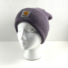 Carhartt Beanie Hat Unisex OS Purple Excellent Ribbed Knit Logo Patch WA018563