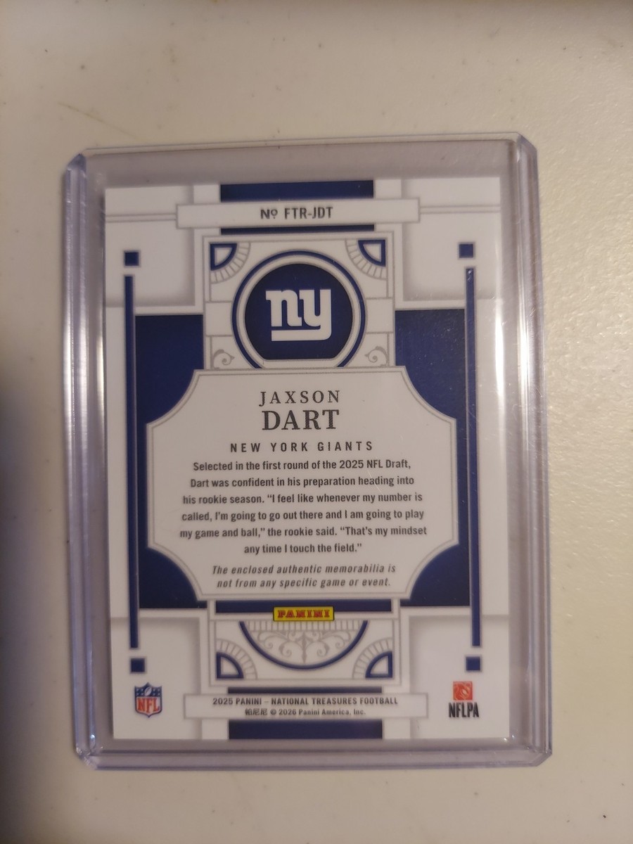 2025 National Treasures Jaxson Dart Rookie 2 Color Patch RC /49