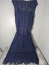 Jessica Howard Ladies Navy Blue Lace Dress Lining Sleeveless Midi Size 12 wBelt
