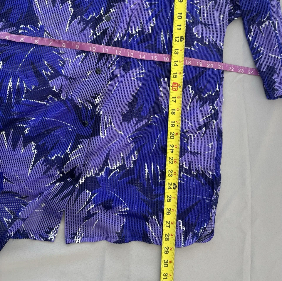 Perfection Fit By Roxanne Vintage Púrpura Y Azul Malla Floral Cubierta Talla M Foto 2 de 4