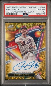 2023 Topps Cosmic Chrome Auto Gold Refractor Brett Baty RC /50 PSA 10