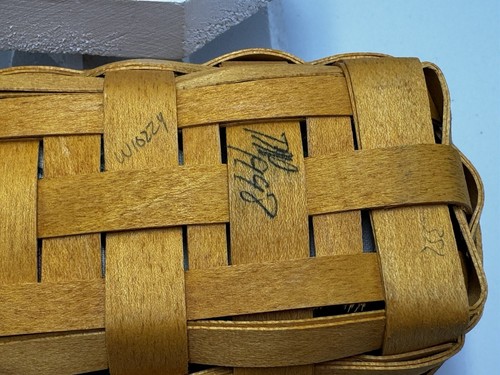 Vintage Longaberger 1998 Cracker Small Oval Basket Leather Handle Floral Liner - Picture 7 of 7