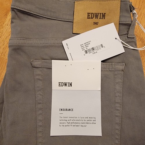 Edwin Jeans Mens 33x32 Maddox Sage Gray Green Flex Denim Slim Fit NEW $168 - Picture 9 of 20