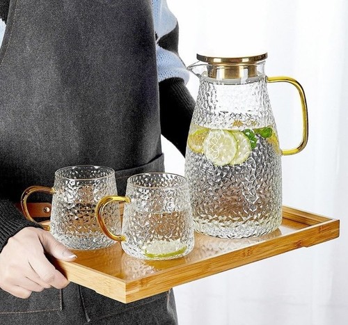 Glass Pitcher with Lid 68oz /2000 ml Borosilicate Glass Jug 2 PCS for Water &Tea - Picture 8 of 9