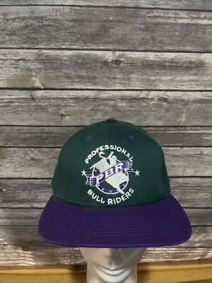 PBR Cap Hat Mens One Size Green & Purple Professional Bull Riders Strap Back