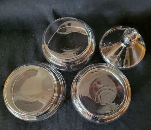 Vintage Set of 3 Clear Glass Stacking Nut Candy Apothecary Vanity Storage Jars - Picture 4 of 7
