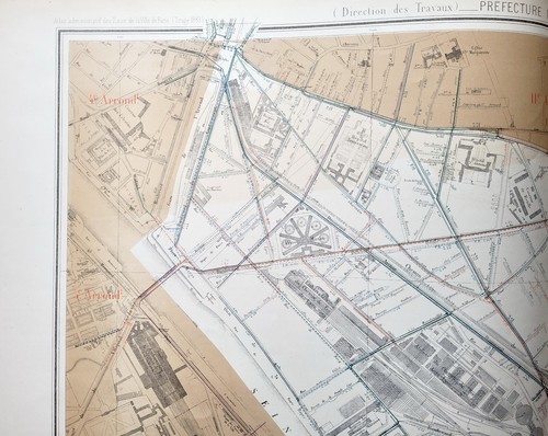Paris 12 ème - Préfet POUBELLE Très Rare Plan de 1885 - 1/5000 (66,5 x 95,5 cm) - Picture 2 of 5