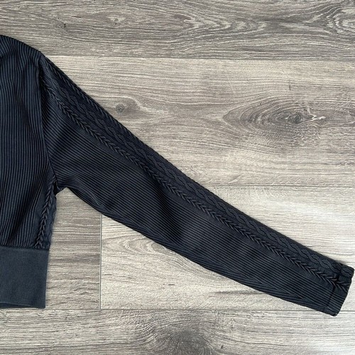 Aerie OFFLINE Seamless Crop Top Large Cable Knit Square Neck Gray Ribbed Gym NWT - Picture 4 of 8