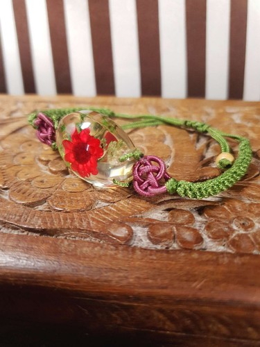 Vintage Lucite Floral Boho Bracelet Bohemian Flower - 第 6/8 張圖片
