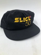 VTG Swingster SLICK 50 Black & Gold Embroidered Snapback Racing Hat - USA - EUC
