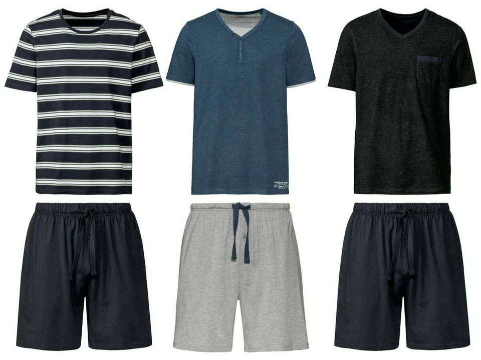 Livergy Herren Sommer Pyjama Schlafanzug Shorty Shirt Schlafhose Gr. M / XXL NEU - Bild 3 von 4