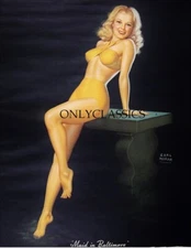 Rare 1944 Earl Moran Pin-Up Poster Calendar Top Maid in Baltimore Bathing Beauty