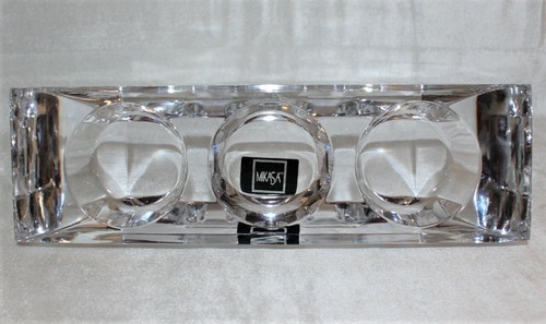 Soporte de tres velas de cristal prisma platino Mikasa bloque de 9 pulgadas en caja, XY-050 862 - Imagen 11 de 11