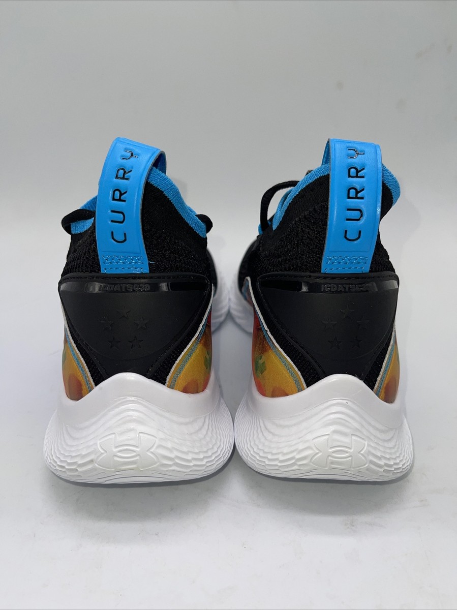 Under Armour Curry 8 Print Black/White-Blue 3024032-001 Men's Size