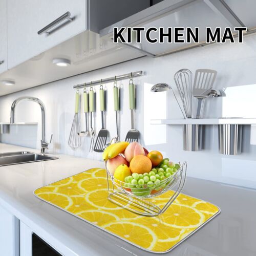 Microfiber Absorbent Dish Drying Mat for Kitchen Counter Printed Lemon - Picture 3 of 7