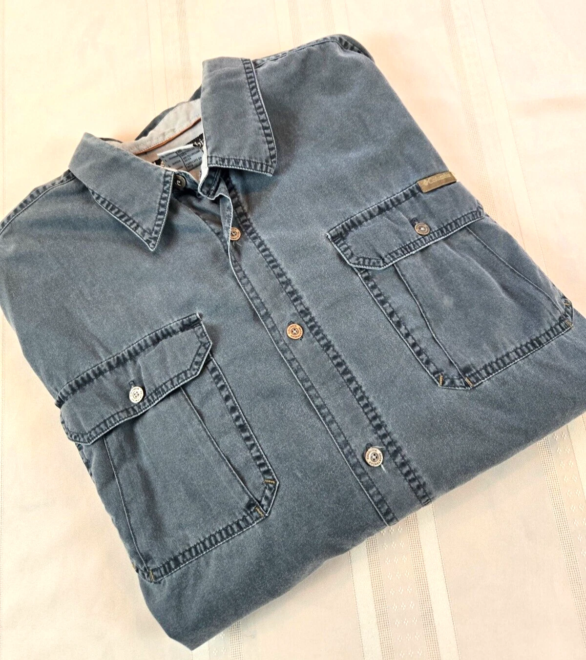COLUMBIA Full-Button Long Sleeve Casual Outdoor Knit Shirt Men's Size Large