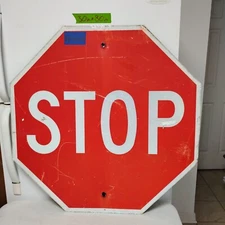 Stop Sign 30" Authentic Retired Street Traffic Road Sign Lot 12-493