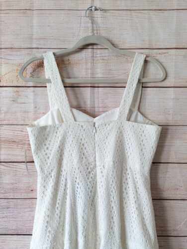 CeCe By Cynthia Steffe Size 6 Lily White Eyelet Dress Peplum Lined Knee Length - Picture 10 of 13