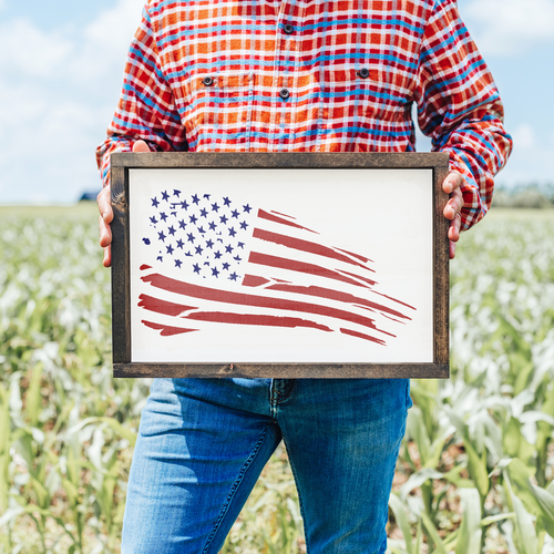 American Flag Rugged Stencil - Durable & Reusable Mylar Stencils - Picture 3 of 9