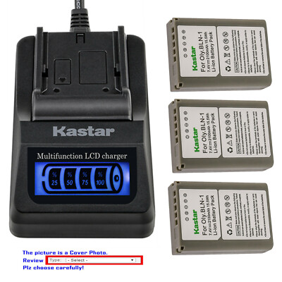 Kastar Battery LCD Quick Charger for Olympus BLN-1 BLN1 Olympus OM-D E-M5 Camera