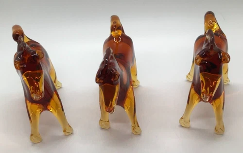 Vintage Murano Style Glass 3 Pc. Miniature Horses