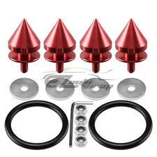 Red BQR Spike Quick Release Fasteners For Car Bumpers Trunk Fender Hatch Lid Kit