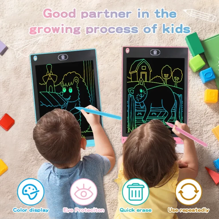 Multicolour Screen Writing Board Electronic Drawing Tablet Kids Toy Xmas Gift UK - Image 2 of 4