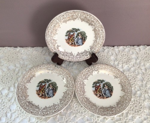 Sebring Pottery Vintage Set (6) Chantilly 22K Gold Bread & Butter/Dessert Plates - Picture 4 of 9