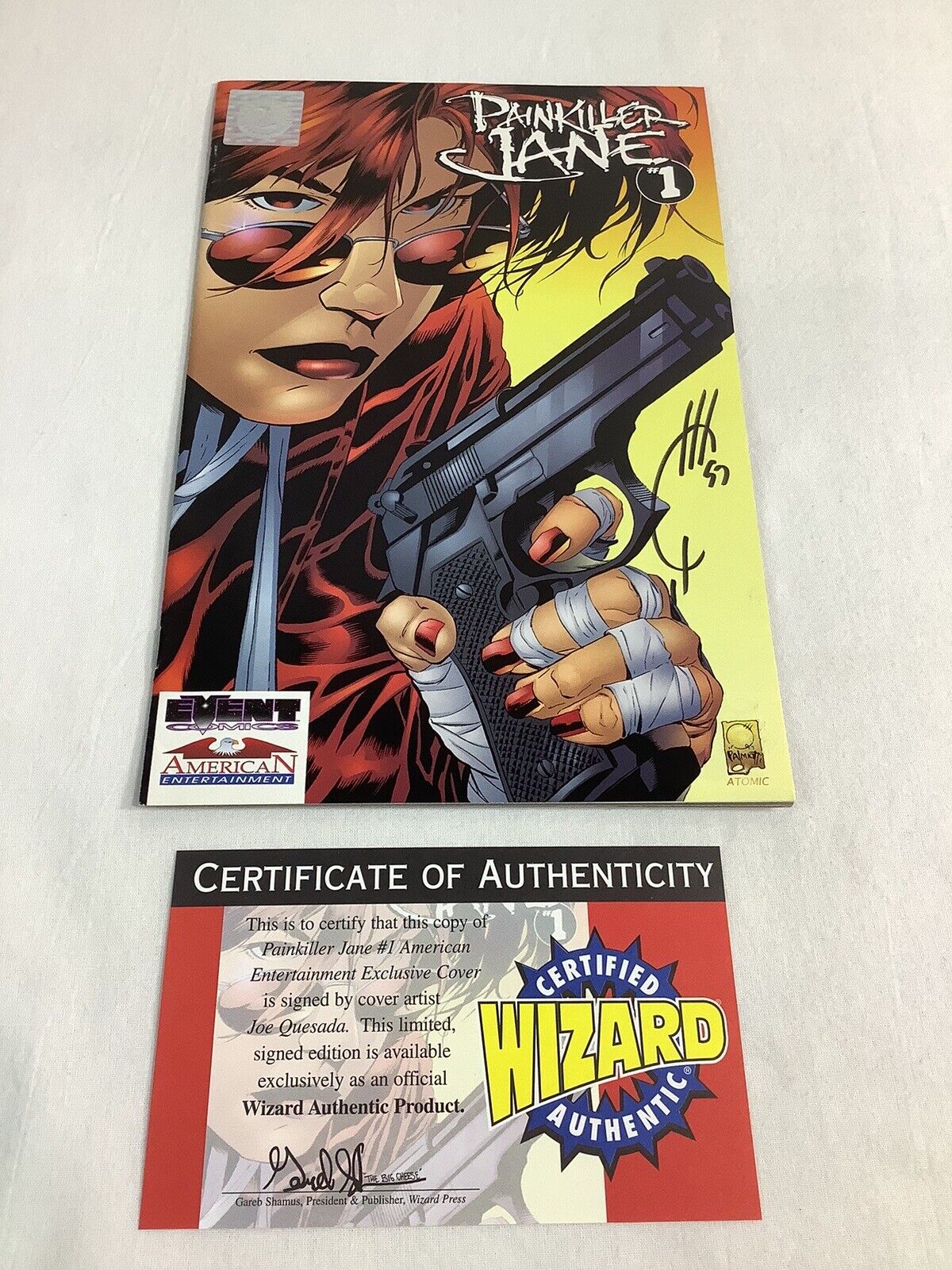 Wizard Painkiller Jane #1 1997 Rare Variant Signed By Joe Quesada COA!