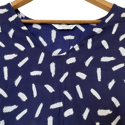 Capture Dress Size M Blue Pattern Scoop Neck Short Sleeve Side Pockets Womens - Picture 4 of 12