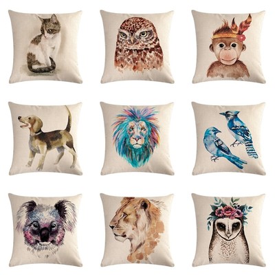 18 " Animals Giraffe Tiger Dog Linen Pillow Case Sofa Cushion Cover Home Decor 18 " Animals Giraffe Tiger Dog Linen Pillow Case Sofa Cushion Cover Home Decor