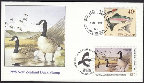 NEW ZEALAND 1998 Game Bird Habitat $10 Canada Geese on FDC