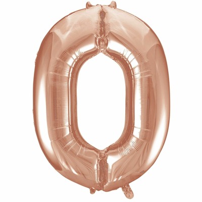 40cm Rose Gold Number Air-Filled Foil Balloon - Number 0 ...