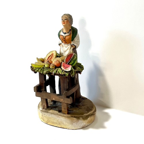 5" Art Sculpture Woman Selling Fruit Ceramiche Panoramas A Tripi Terra Cotta - Picture 2 of 8