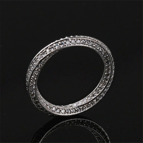 2 CT Minimalist Round Cut Moissanite Proposal Gift Ring 14K White Gold Plated - Picture 2 of 5