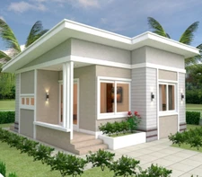 Small Home Plan 7x7 Meter 24x24 Feet 2 Bedrooms Shed Roof (A4 Hard Copy)